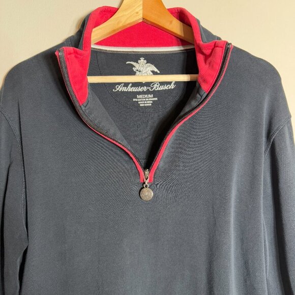 Anheuser-Busch 1/4 Zip Pullover Sweatshirt Men's Medium Black Budweiser Beer Bud - Picture 5 of 10